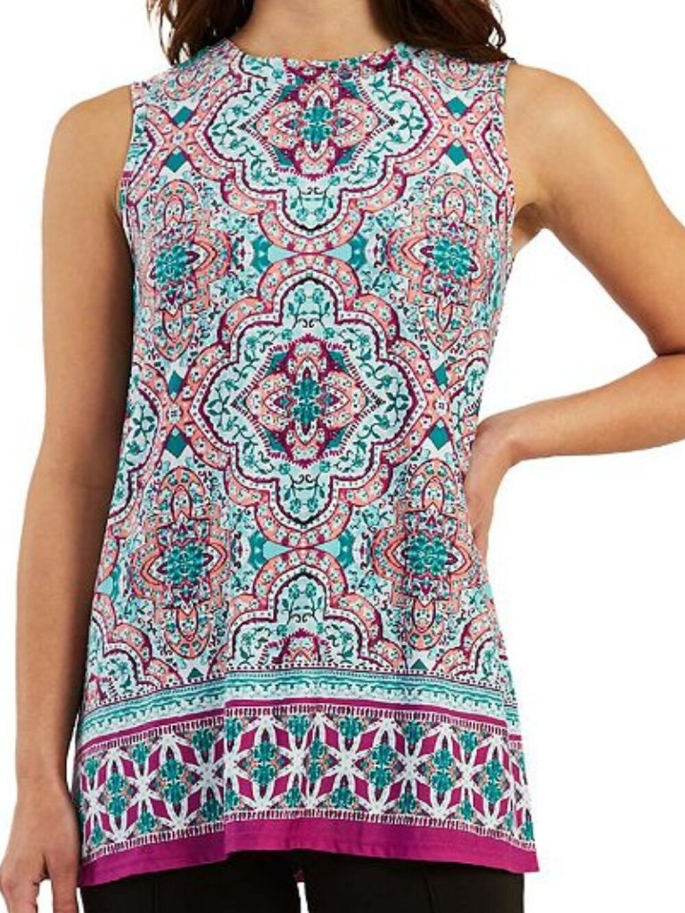 Women's AB Studio Print Swing Tank Top - Blue Team Paisley - Small - NWT